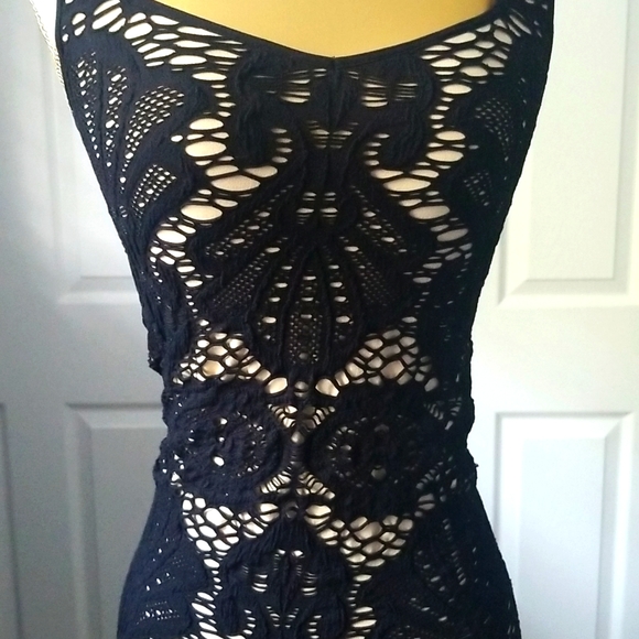 Intimately Free People Black Medallion Crochet Bodycon Dress Size XS - Picture 4 of 14